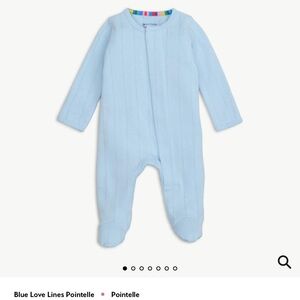 Magnetic Me Blue Love Lines Pointelle Footie